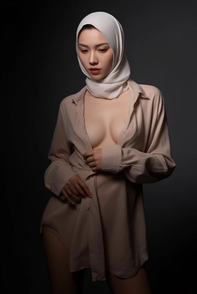 a 20 yo woman,hijab, sweater, dark theme, soothing tones, muted colors, high contrast, (natural skin texture, hyperrealism, soft light, sharp),red background, background, Nanda, 1 girl, beautiful girl, ((14 years old)), teen, young, ((teen girl)), ((young girl)), ((teen girl, young girl)), ((junior high school girl)), wearing hijab, wearing scarf, ((wear a hijab, wearing hijab)), ((wear a scarf, wearing scarf)), nude, naked, ((large breasts, big breasts, big , large )), nude, naked, nude, naked, slim, sexy, full body, (full body), ((Best quality, 8k, Masterpiece: 1.3)), pretty woman, 1 girl, lustful, (firm abs, slender figure: 1.1), ultra-detailed face, detailed lips, Highly Detailed Face and Skin Texture, detailed eyes, double eyelid, sharp focus: 1.2, Beautiful Women with Perfect Figure: 1.4, Slim abs: 1.1, Ultra-fine face, Fine eyes, realistic, high resolution: 1.3, Super thin face and eyes,