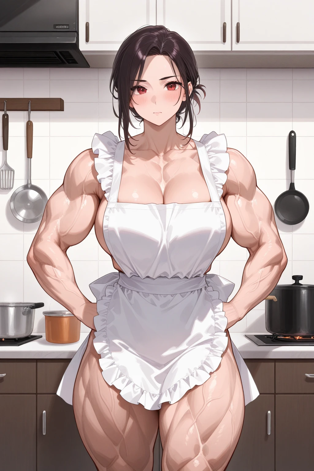 (toned body) abs(muscular:1.5) <lora:Ultra Pokkuti:0.45>
breasts, 1girl, knife, cutting board, raiden shogun, food, kitchen knife, large breasts, plate, holding knife, purple hair, kitchen, solo, purple nails, spaghetti, pasta, cleavage, holding, japanese clothes, stove, long hair, fork, nail polish, kimono, purple kimono, indoors, female pov <lora:raidenshogun1:1>