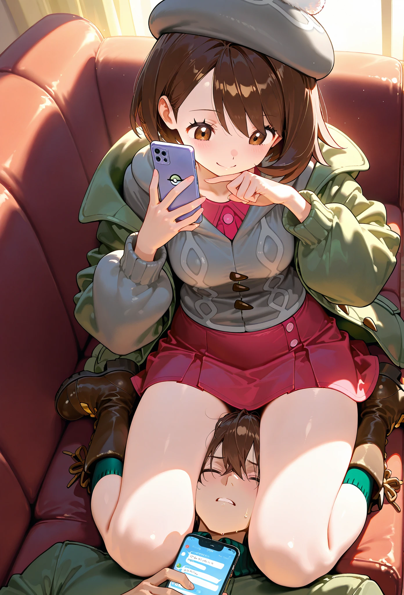 pretty brunette woman , sitting in an armchair eating Chinese food watching Netflix