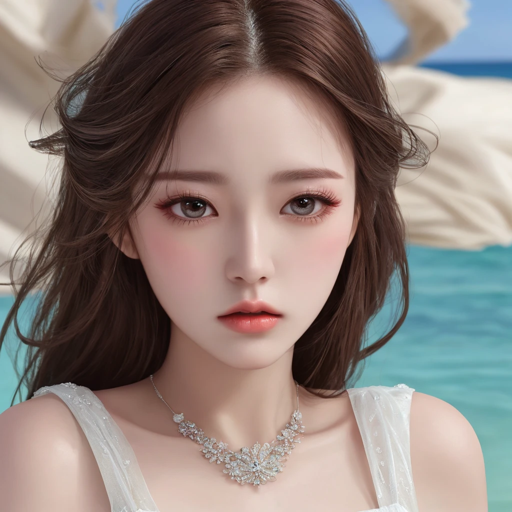 top-quality, masterpiece, 1girl in, beautiful countenance, (photographrealistic:1.3), Rim Lighting, (High Detail Skins:1.2), 8K UHD, Digital SLR, hightquality, hight resolution, 4K, 8K, bokeh dof, absurderes, best ratio four finger and one thumb, (realisitic:1.3), cute little、女の子 1 人、cute little、20yr old、a smile、looking at viewert、a picture、realisticlying、top-quality、adopt、A detailed face、细致背景、diffuse lighting、depth of fields、Bokeh、(1girl in:1.3), 独奏, (((extra detailed face)))), ((extremely detailed eye and face)))), beautiful finely detailed eyes, Body parts__, Korean Women、Japan women、Official art, 统一 8k 壁纸, ultra-detailliert, Beautiful and beautiful, Beautiful fece, masterpiece, top-quality, Original, masterpiece, ultra fine photos, top-quality, 超A high resolution, Realistic realism, sunlights, portrait of a full body, Amazing beauty, Dynamic Poses, delicated face, Vibrant eyes, (from the front side), She is walking on the beach in a bikini、A detailed face、Detailed beautiful sea on sky and cloud background、highlydetailed skin、realistic skin detail、Visible Pore、Clear focus、in 8K、nffsw、Digital SLR、hightquality、film grains、photorealisim、Lomography、 swim wears、Sexy red bikini、Colossal tits、about to spill out of bikini bra、Small bikini panties、length hair、flaxen hair、Larger buttocks、