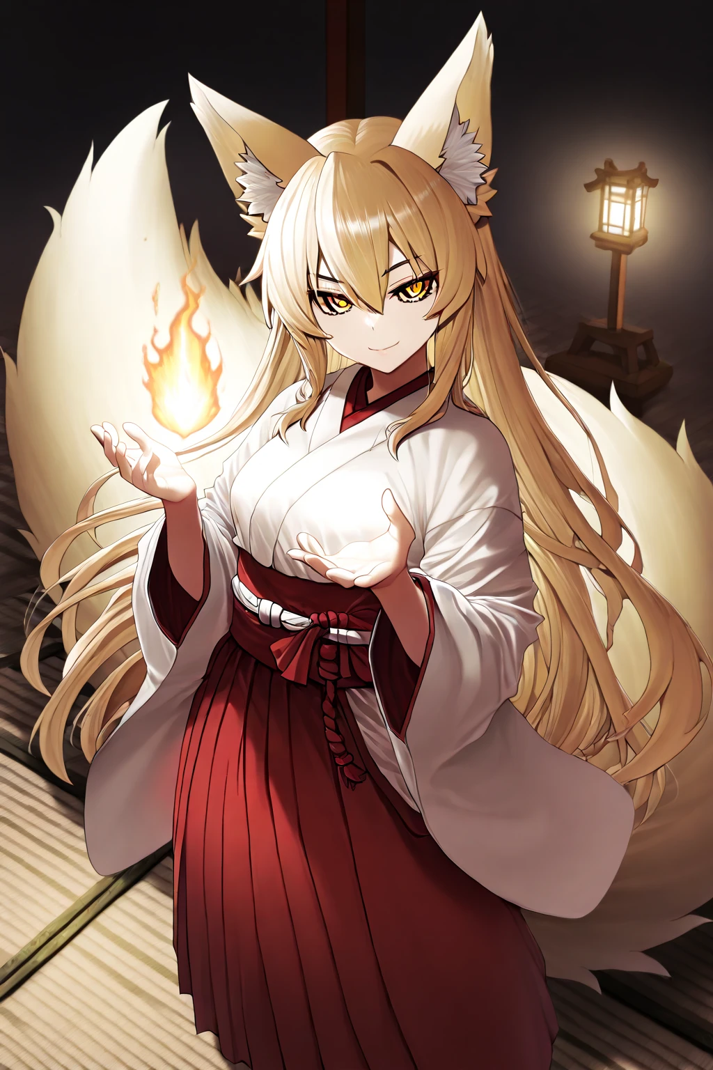 {{A fox spirit that preys on humans and takes their place}},One girl,alone, Big Breasts, Official Art, unity 8k wallpaper, Super detailed, beautiful and aesthetic, beautiful, masterpiece, Highest quality,, Fox Witch, Fox Mask Template, Haori, Foxfire Spells, Fox familiar, conversion, NSFW