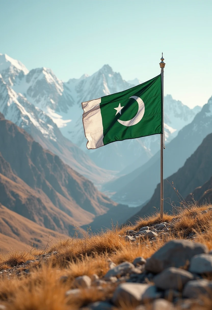 A pakistani flag on the top of the world