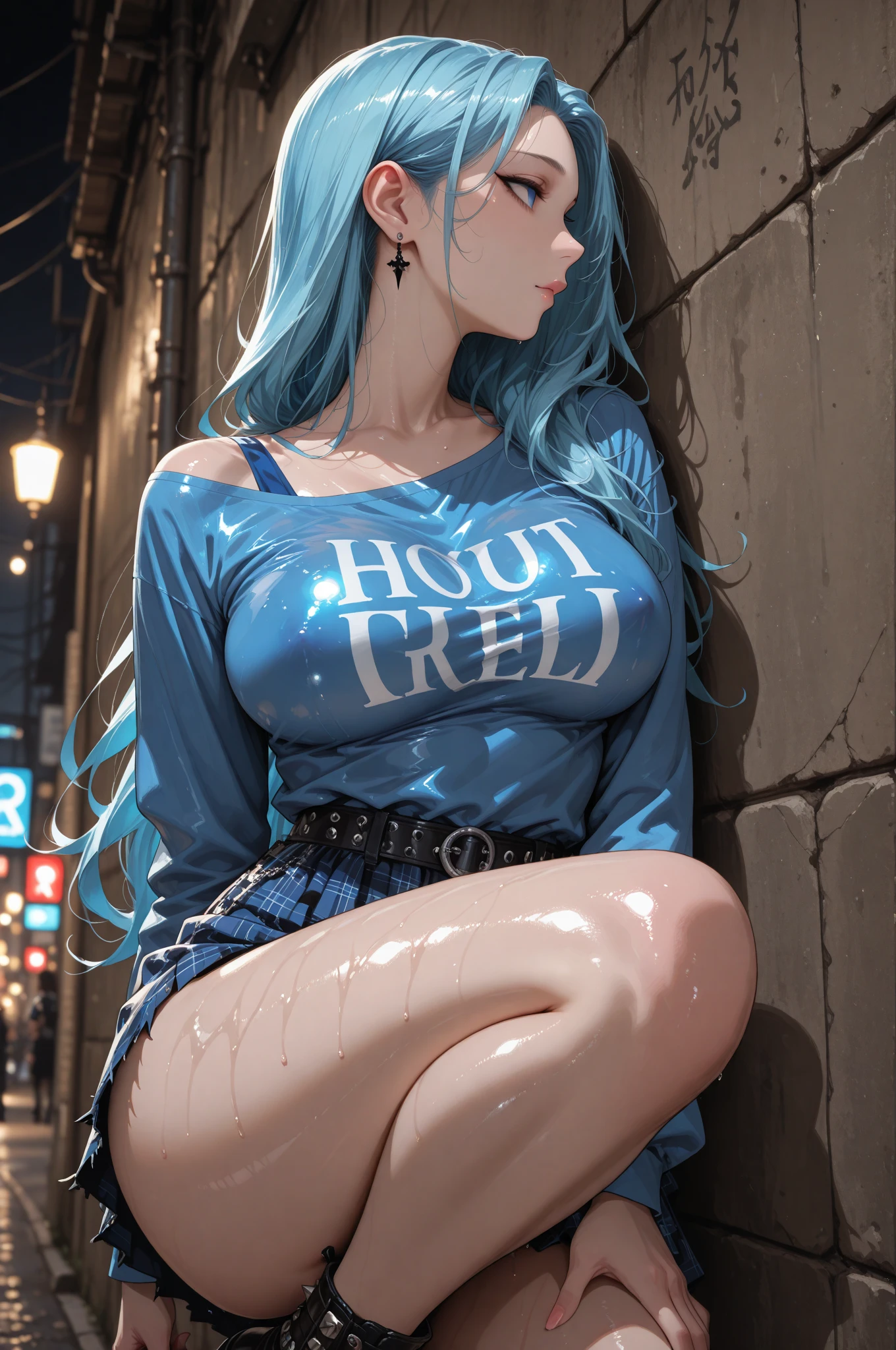 beautiful woman with very long wavy blonde hair, Olhos sedutores detaildeds, sexy long legs, Big with cleavage showing, wearing tiny shorts, a tshirt, ((detailed facial features)), (finely detailed skin), pale skin, textura de pele realista, extreme skin details, (Couples: 0.1), in the background beautiful futuristic cyberpunk city, Best Quality of Masterpiece, photorrealistic, hyperrealisti, detailded, 8K, hdr, (soft colour: 1.2), shallow depth of field, broad light, hight contrast, contra-luz, blossom, bright sparks, Chromatic aberration, sharp focus, Foto colorida RAW