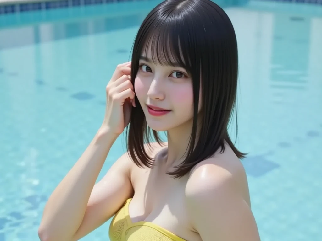 (dynamicposes)、⦅Place the breast from the pool to the poolside⦆、Chest drooping pose、Body twisting pose、masutepiece, Best Quality, finely detail, hight resolution, in 8K, Perfect dynamic composition, Beautiful detailed eyes, ⦅extra small micro bikini⦆,(huge udder:1.3)、 Natural Color Lip, Bold sexy poses,huge smile,20 years girl、Cute、(masterpiece、top-quality) 、For clear images、absolutely outstanding image, very extremely beautiful、masterpiece, top-quality,a picture, kawaii、(Colossal tits:1.2)、((20 year old woman:1.2))、Young adorable Japan face, dewy skin,,Soft portrait shots,in 8K,Japan girl realistic young idol、Young cute gravure idol、Young Sensual Gravure Idol、Young gravure idols、model in Japan