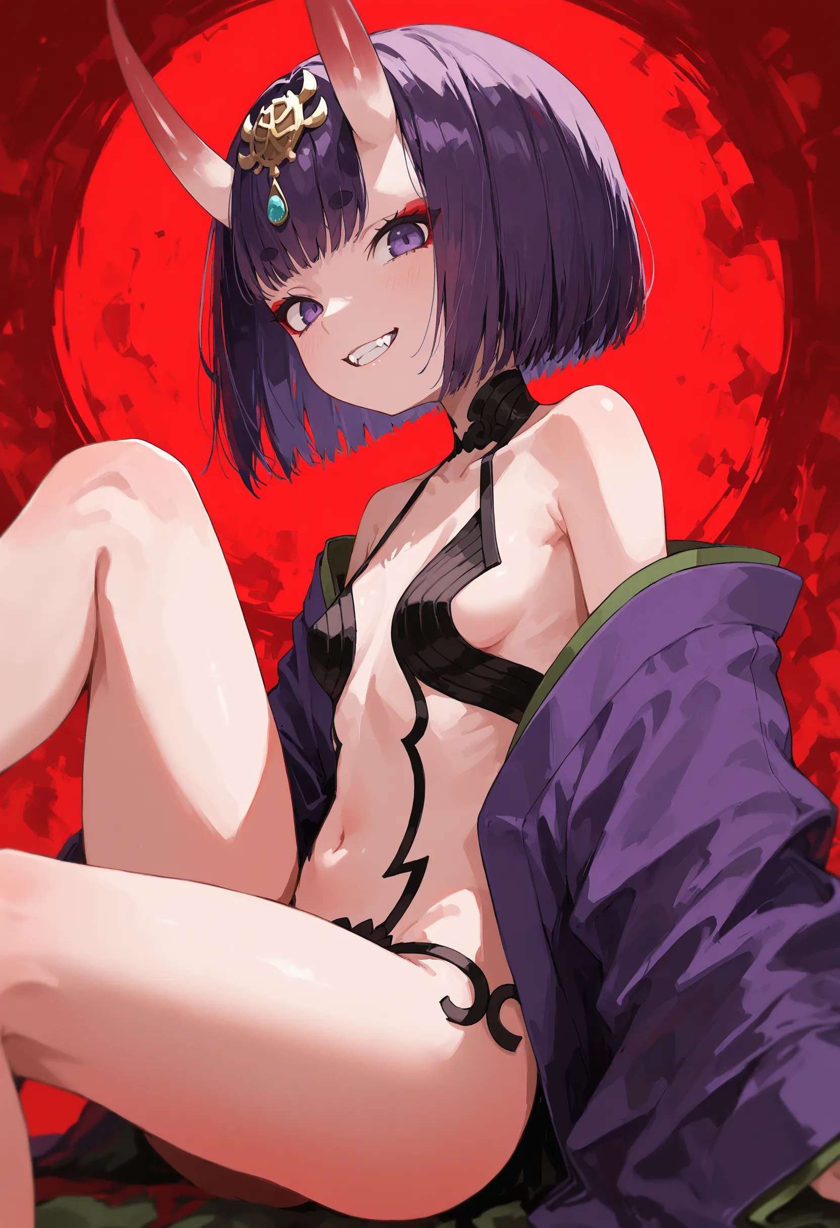 Halloween, Halloween theme, night, short hair, purple hair, purple eyes, flat cheast, flat tits, no clothes, naked, trick or treating, bandaged body, bandaged arms, bandaged cheast, bandaged tits, bandaged legs, bandaged foot, bandaged pussy, bandaged clothes, mummy suit, egiptian mummy suit, very blushing, naked, unclothed, mummy costume