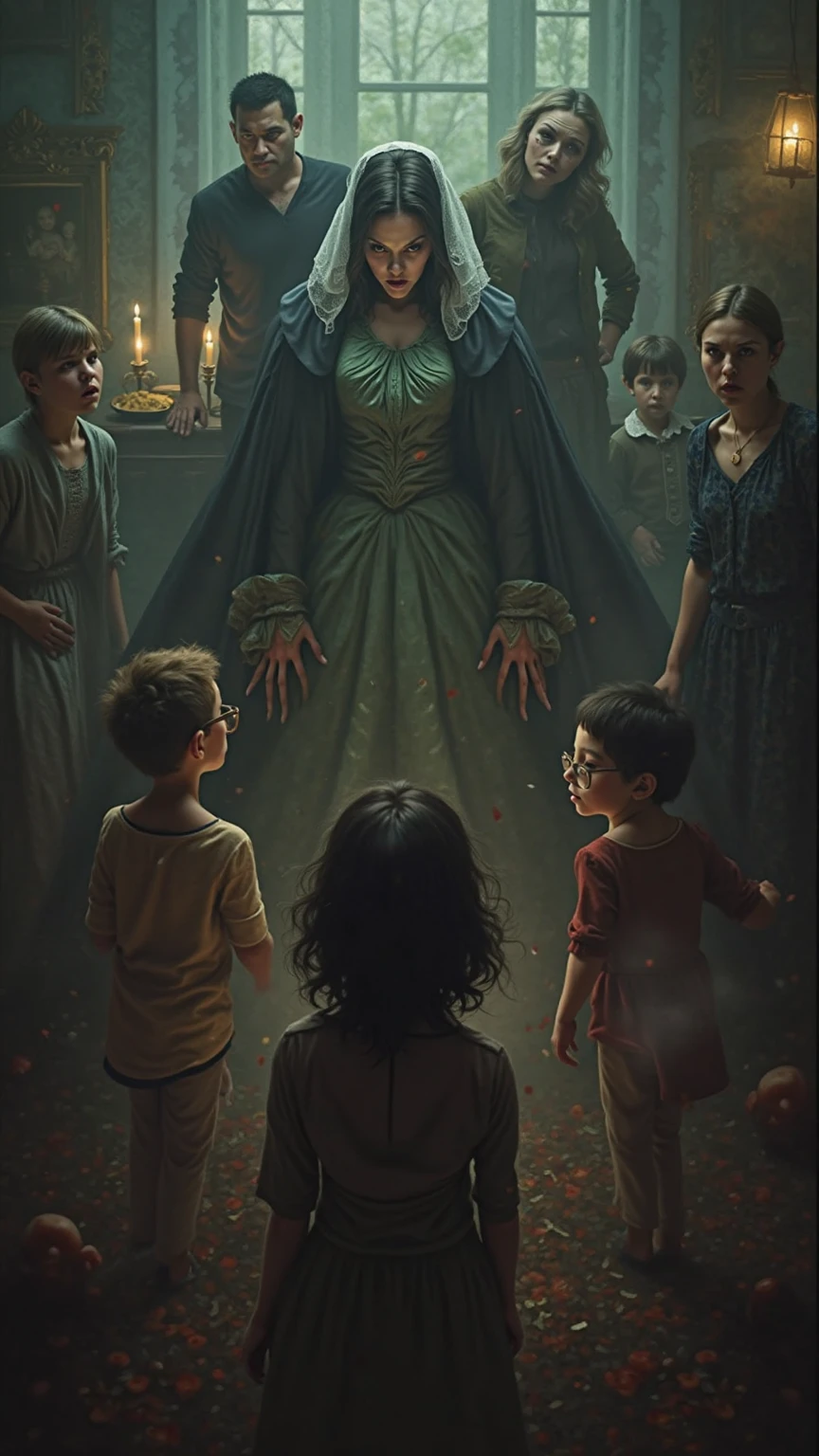 Make a picture of Jason's children and Medea by Euripides Medea with a little blue filter