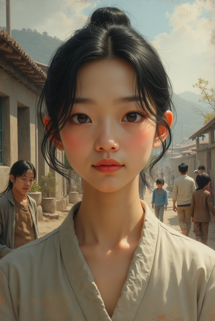 Spirited Away,Strong gaze,tension,Perfect composition,masterpiece,Highest quality,Outdoor,green,Natural light,Fresh,Vivid contrast,Bright colors,Hyperrealism art movie film stills with detailed hyperrealism photography style,