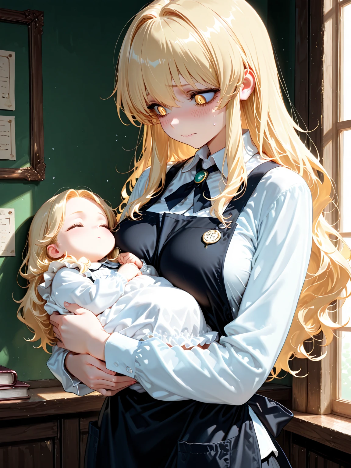 blonde woman holding her two year old blonde daughter in her arms