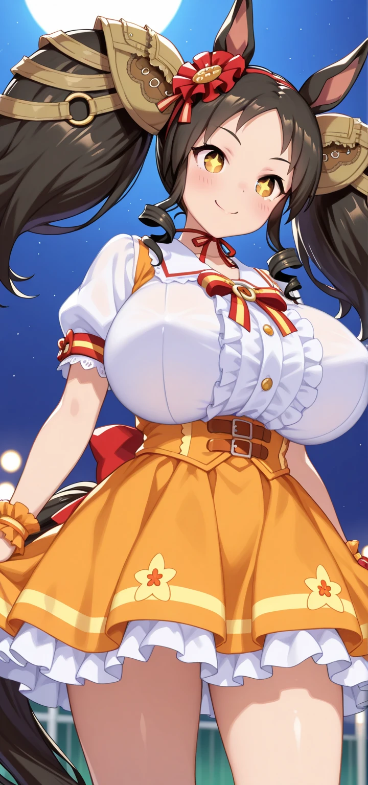highest quality, One girl, (Skin Hollow), (Large Breasts), (Day), bright, Background Blur, Outdoor, (street:0.6), (hair:1.5), (blouse:1.5), nice, (hair Float:1.5), Soft Light, Wind, garden, street