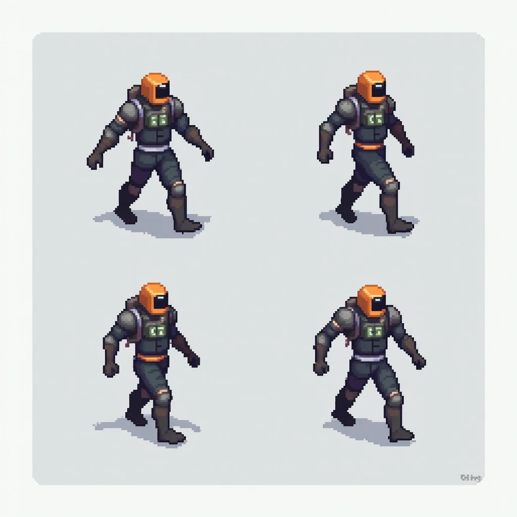 pixelart  video game character, A cybernetic assassin with a pistol, a stealth mode, and a contract to kill.