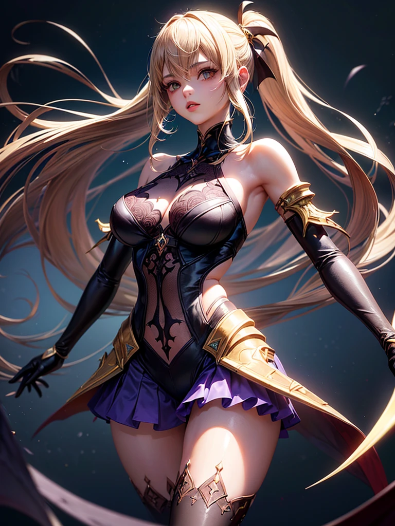 best qualtiy，tmasterpiece：1.4），超高分辨率，realisticlying，Front lighting，Complicated details，Exquisitedetailsandtextures，1girll，独奏，（年轻），Facial highlights，The upper part of the body，Detal Face，tear-mole，white skinned，brown  hair，pony tails，pigtails，looking at viewert，largeeyes，（Openwork pattern，black in color，silkouette），耳Nipple Ring，，slimfigure，Deluxe Room，profesional lighting，photon maping，Radio City，physically-based renderingt，