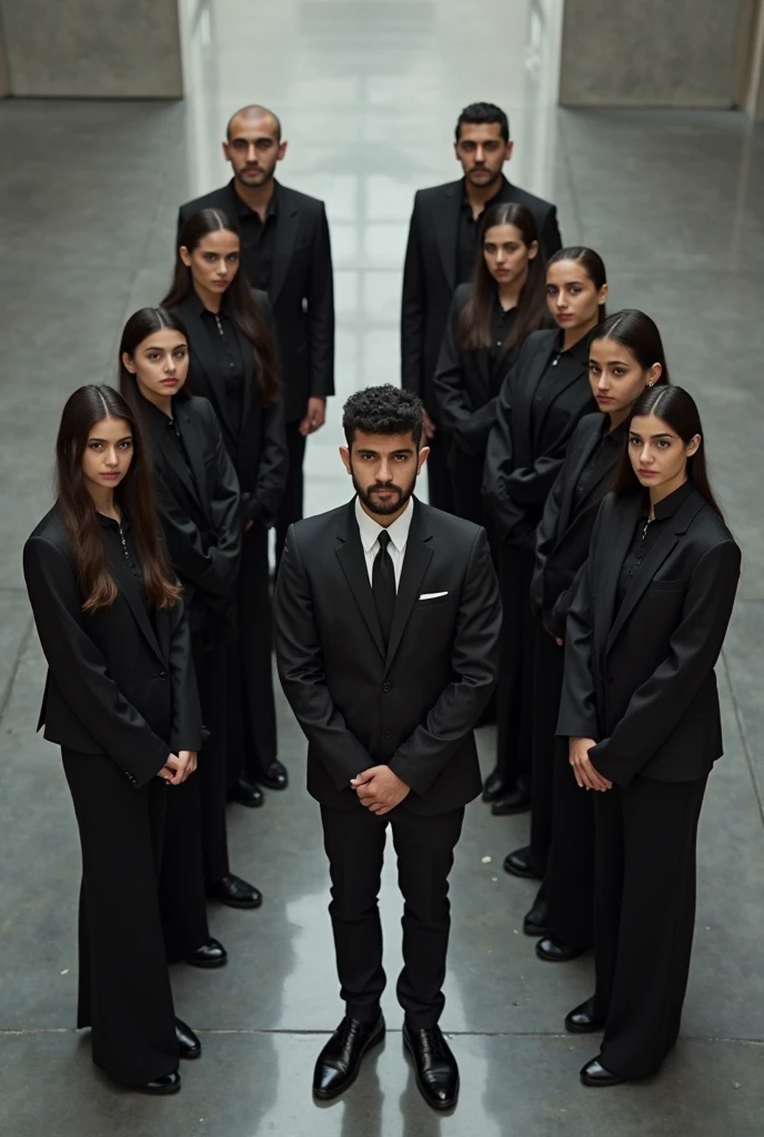 A handsome man sitting in a bunch of people together forming an armchair