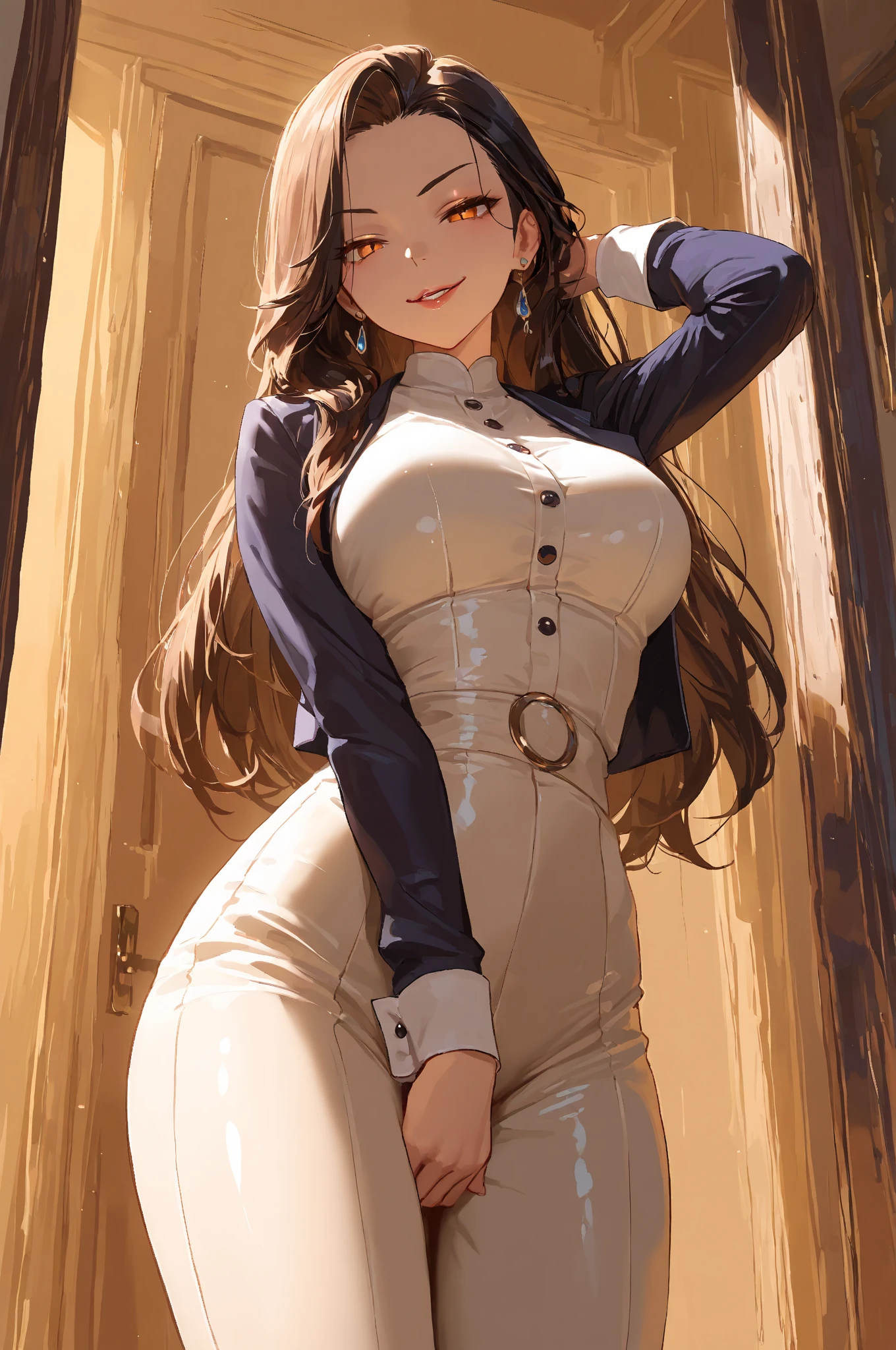Masterpiece: 1.2, Best quality), hentail realism，, (Real picture, rich detail details, depth of fields), (1girll, Solo), Makeup, harelip, High detail, Perfect face shape, (Big breasts: 1.2), (skin indentation ), tmasterpiece：1.2，best qualtiy），realisticlying，（Real pictures，rich detail details，depth of fields），（1girll，独奏），putting makeup on，harelip，high detal，Perfect face shape，（：1.4），（dent in the skin），Thigh thick，Wide hips，Big breasts Thin waist，highr，The corals，Redlip，黑The eye，pony tails，（sweat leggs：1.2），（dampness），Raised sexy，White casual sweatpants