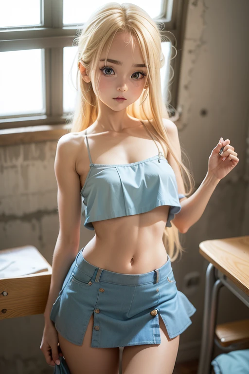 portlate、School Uniforms、bright expression、Young shiny shiny white shiny skin、Best Looks、ultimate beauty girl、The most beautiful platinum blonde hair in the world、shiny light hair,、Super long silky straight hair、Beautiful bangs that shine、Glowing crystal clear attractive blue eyes、Very beautiful nice cute 16 year old girl、Bust of medium size、Lower body slim、((bra very、No panties)))((Rear view))stick out buttocks