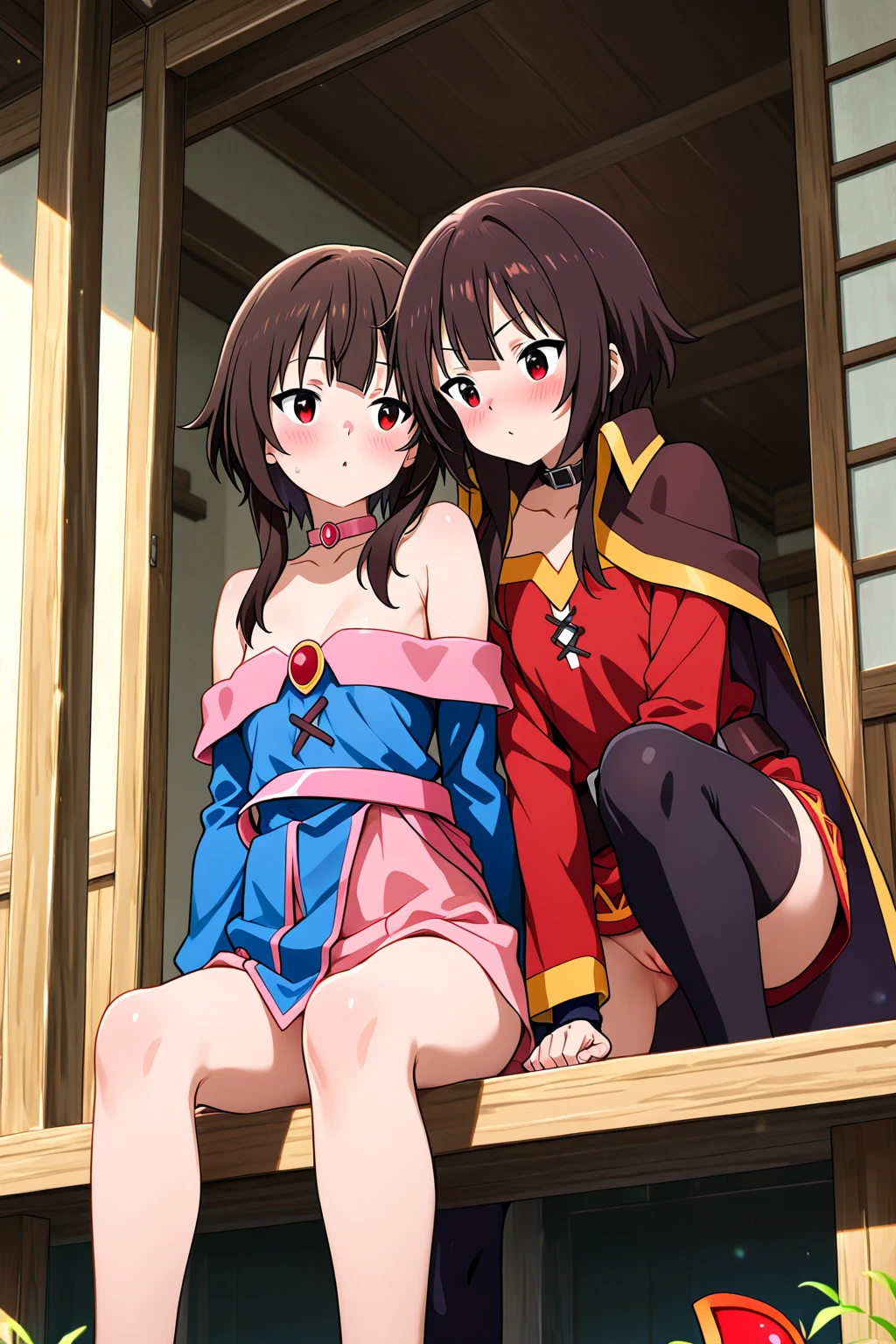 masterpiece、16k high resolution photos、Ultra-detailed、highest quality、Perfect Anatomy、(Photorealistic:1.4)、(Megumin)、1 girl、(Shortcuts、Black-haired)、Red eyes、smile、Looking at the camera、(Micro bra:1.5、White lace)、Beautiful cleavage、Hard chest。Large Breasts:1.5、Beautiful and smooth、Huge Ass:1.6、Wide hips:1,6、(High leg T-back panties:1.4、White lace)、Bedroom Background、Look forward、standing、HPause、