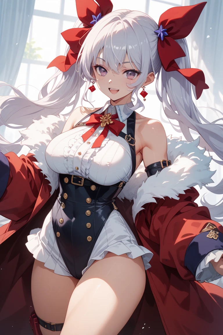 (masterpiece, best quality, detailed background, highres), 1girl, looking at viewer, illya beast,  <lora:dangerous_beast_illya_v1:1>, areola, nsfw