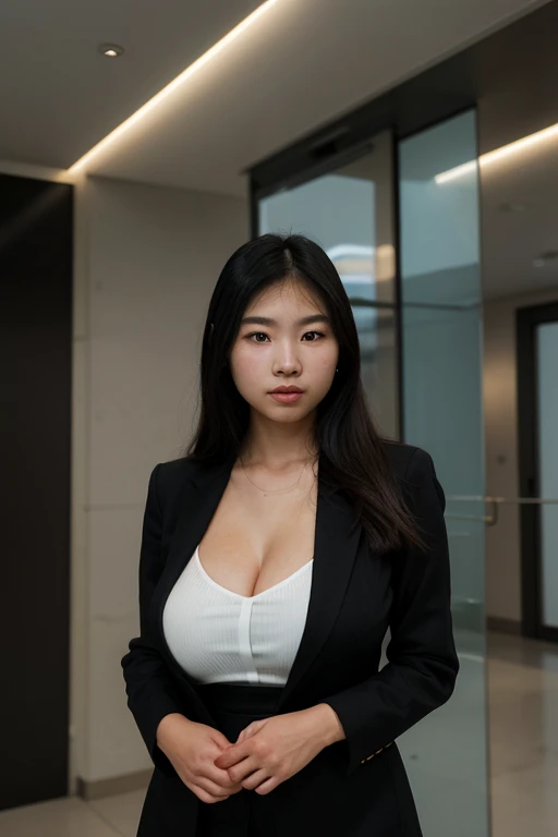 52 years Old, Indonesian mature woman, Fake Gigantic mature Tits : 96.9, Tight Shirt, Slim body, Breast about To burst out, at Office, Dark light, at Nighttime