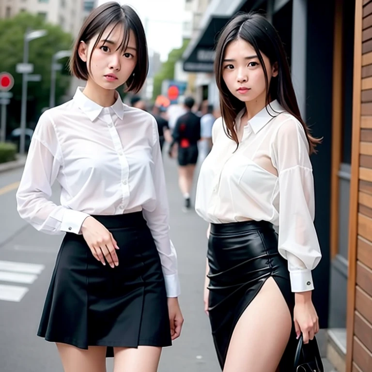 ((Best of the highest quality, 8k, Masterpiece: 1.3, raw photo)), Sharp focus: 1.2, (1 AESPA, slim body type female, 21 y/o: 1.1), (Solo: 1.2), (realistic, photo-realistic:1.37), face focus, cute face, finely eyes, (droopy eyes: 1.32), (Emphasize prominent aegyo-sal with bright: 1.2), shimmering eyeshadow applied under the lower lash line, paired with thick, (from behind: 1.16), (small breasts, flat chest, Thigh: 1.3), (short bob, bangs: 1.2), (wearing navy blazer and white shirt of school uniform, panties: 1.32), walking terrace office, sun light, flower