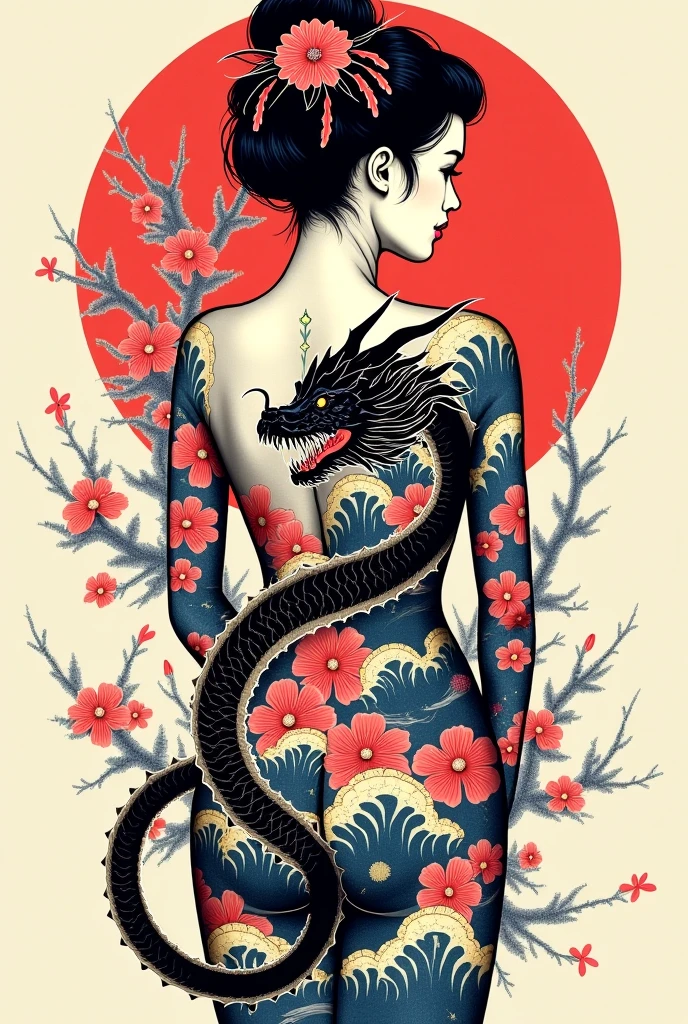 (by Miwa Komatsu:1.4),(by Yuko Higuchi:1.3),(by Miho Hirano),(masterpiece,best quality,offcial art,Beauty and aesthetics:1.2),(ultra-detailed),finely detail,best illustration,hand drawn high quality,(High contrast),(clean lines:1.3),(lineart),line drawing,(Intricate lines),ligne claire,pen and color ink drawing,simple colorful color matching,dynamic angle,(portrait,above the chest,a naked girl,solo,(She's being held captive by a giant snake:1.3),(a detailed red snake),red eyes,slightly open lips,flat chest,Dark and scary atmosphere,(Wraparound composition),(on a mysterious night),blood,(Light and elegant color scheme),(Intricate details),(detailed background:1.2),The intricate pattern,High Resolution,Art Deco,Decorative,luxury,elegant,by Pegacon Lee,by yoshitaka amano, nsfw:2.0, breasty, full body