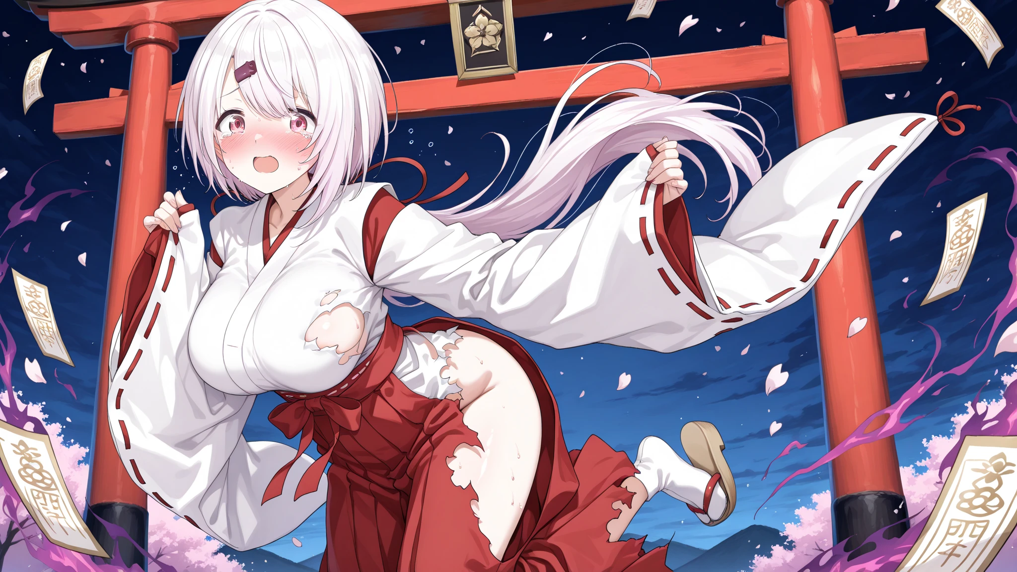 (masterpiece,Highest Resolution,4K High Resolution,Crisp image quality)Man Ju Dobadoba,,(Ultra HD,Detailed Hair,(Inserting a thick penis into a beautiful pussy and having sex with a man)Cute Smile,((Massive sperm bukkake on face:1.2))Silver Hair,kimono,(Pushed down)Shooting up close,Fanning from below,(Intense piston sex:1.5)(cute:1.5)