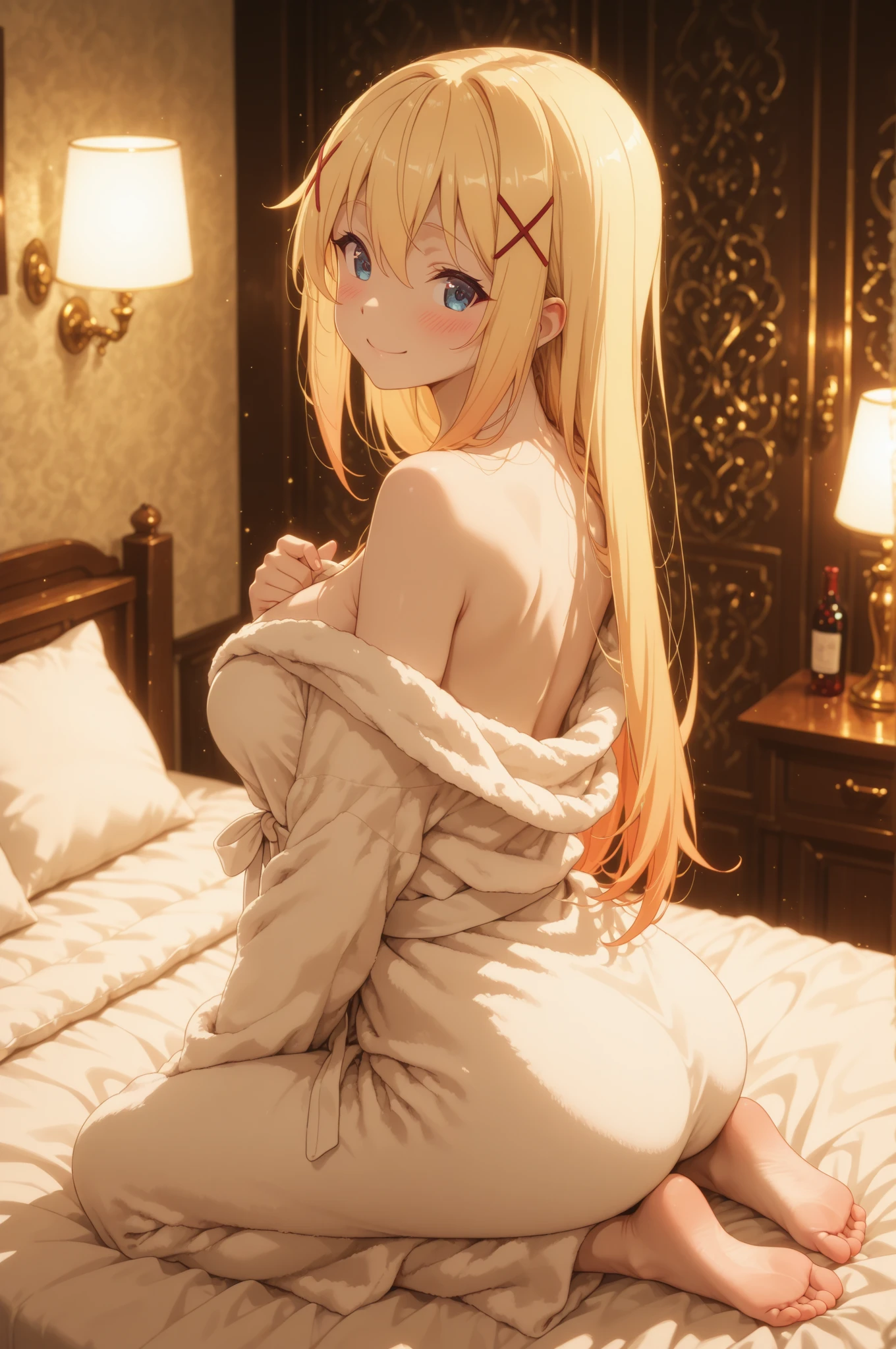 My sister masturbates while sleeping on the bed in a high-rise apartment in Tokyo late at night.、You can see the real and beautiful night view of Tokyo outside the window.、It feels good and I close my eyes、she has her right hand in her crotch、She is fondling her breast with her left hand、She has her crotch spread、not big breasts、slender、small breasts、modest chest、public hair visible、Completely naked、nude、Loose, medium-long hair of white color with an accent of red.、I can&#39;t see her clothes、dark blue eyes、One eye is hidden by hair、Japan anime illustrations