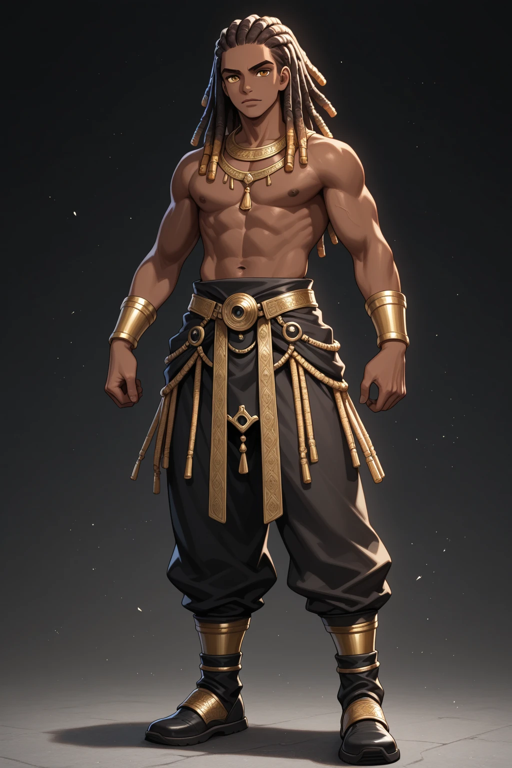 african male warrior tribe, short hair with crown, character design sheet, different poses, different angles