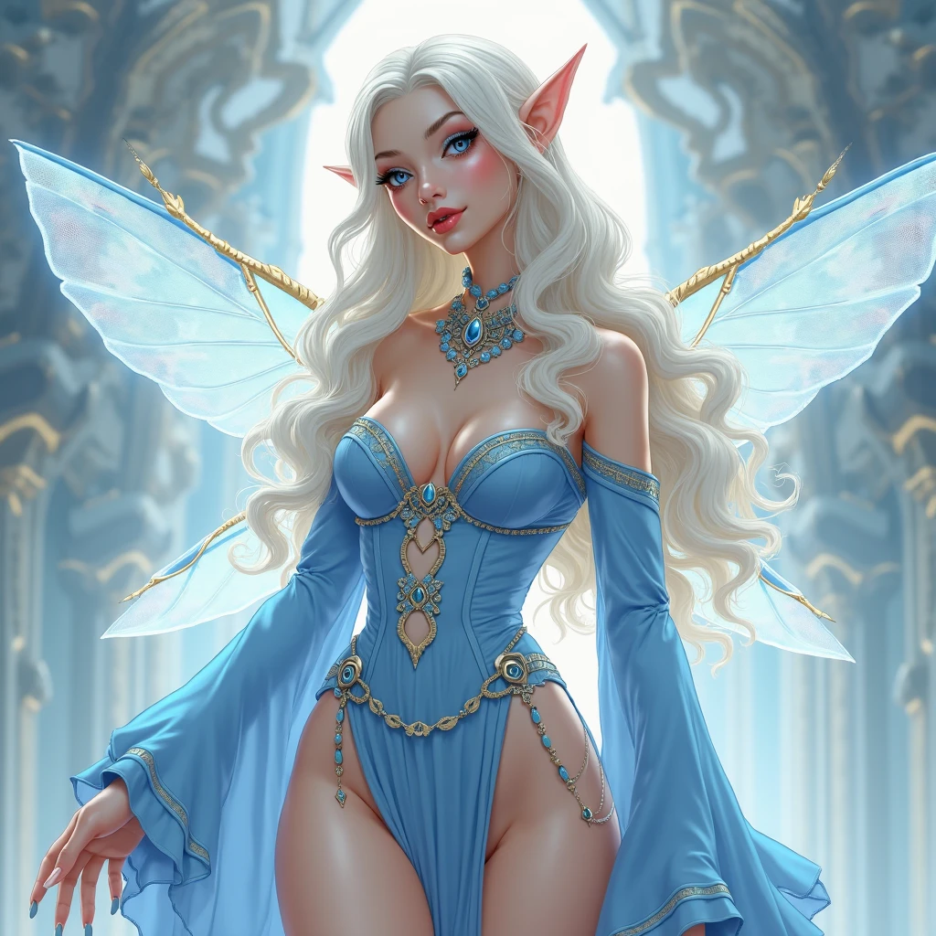 Arafed a picture of a frozen throne for an ice goddess, the goddess is sitting on her icy throne, wearing white and blue royal dress, glamorous dress, dynamic hair, bold intense eyes, extremely exquisite beautiful queen, perfect body, (anatomically correct: 1.3), ultra feminine, ultra detailed face, dark blue lips, azure glowing eyes, she sits on a (throne made from ice: 1.3) of regality, and might, throne carved from ice , legendary symmetric design, with (many carvings in the ice: 1.3), dynamic caevings on the handles decorated with (diamonds: 1.1), and (blue gems: 1.1), fantasy ice goddess hall room background, (masterpiece: 1.4), intense details, highly detailed, photorealistic, best quality, highres,16k, (ultra detailed:1.3(, masterpiece, best quality, (extremely detailed), close up, ultra wide shot, photorealistic, RAW, fantasy art, dnd art, fantasy art, realistic art,((best quality)), ((masterpiece)), (detailed: 1.5), ral-ntrgmstn, faize, IceMagicAI