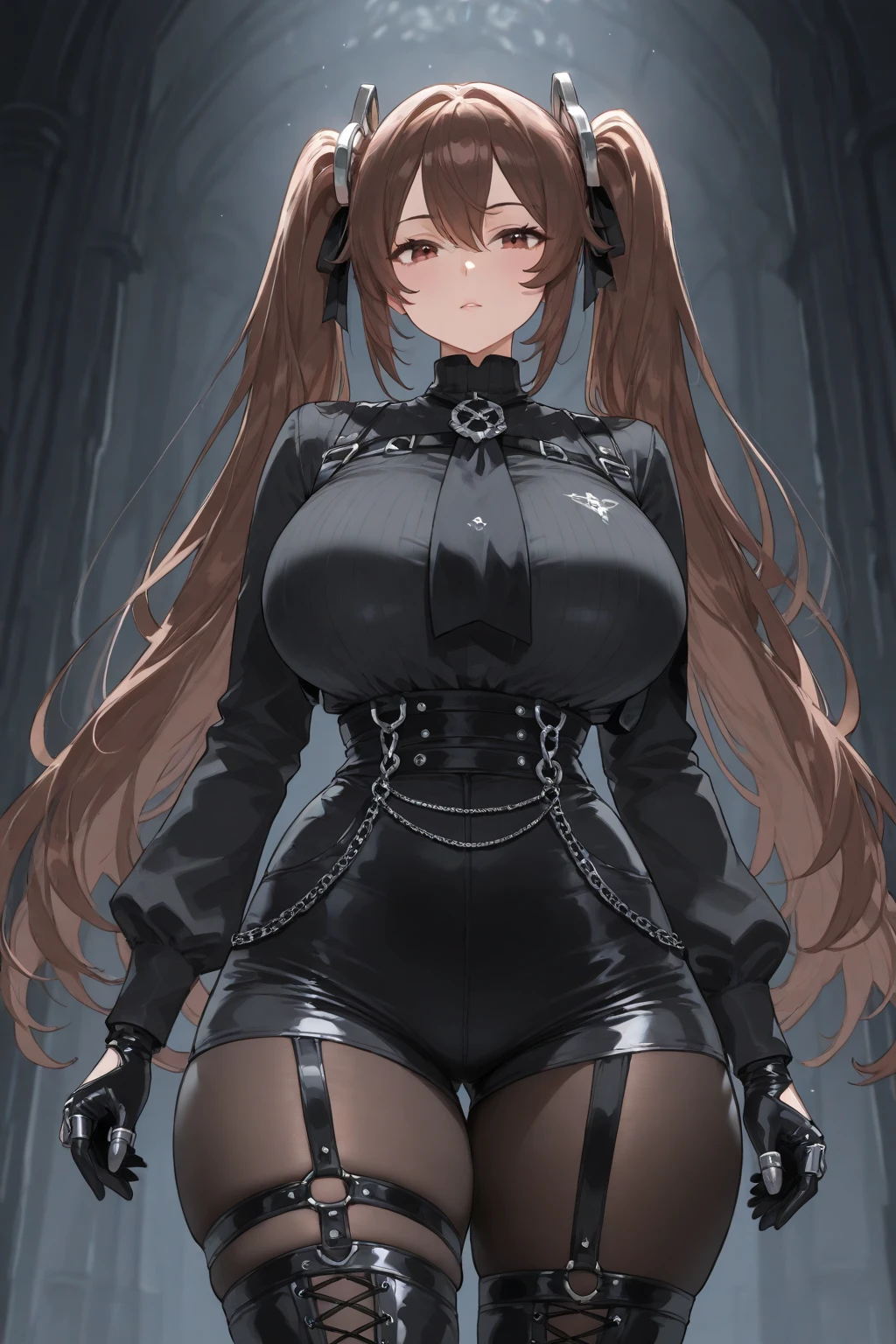 one Rebecca wearing punk goth clothes, mature woman, long brown hair, blue eyes, large , [ 4 k digital art ]!!, seductive anime girl, deviantart artstation cgscosiety, trending on cgstation, 8k high quality detailed art, photorealistic anime girl render, kawaii hq render, commission for high res
