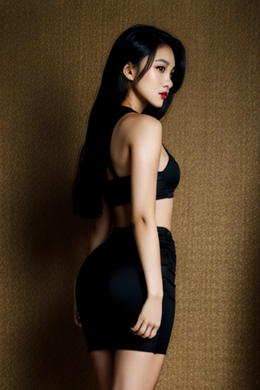 A thick girl standing , (((huge ass))), tight dress, intricate details, realistic, photorealistic, 8K, highly detailed, masterpiece, dramatic lighting, cinematic, award-winning art, choker, navel piercing, diamond necklace, holding ass with hands