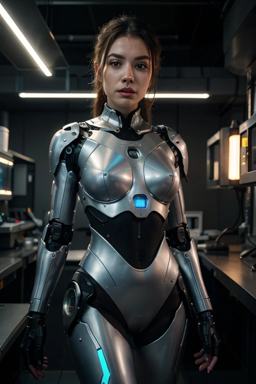 (Best quality, 4K, 8 k, A high resolution, masterpiece:1.2), absurdity, masterpiece, ultra detailed, (realistic, photorealistic, photorealistic:1.37), complex parts, HDR, (complex parts:1.12), (hyper detailed, hyper realistic, Soft lighting, spicy:1.2), beautiful figure, Magnificent Anatomy, (complex part, Hyper detailed:1.15), cyborg woman sneaks around like a cat on all fours