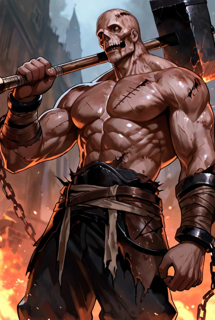 ??????? instruments，nipple torture，agony，dungeon，Chains，hook，braziers，Naked muscle man，Naked all over the body，Kneeling on both knees，Barefoot，hands bound，blood spatter，tmasterpiece，The light source，The perfect human structure，Realistic light and shadows，k hd，Light shines all over the body