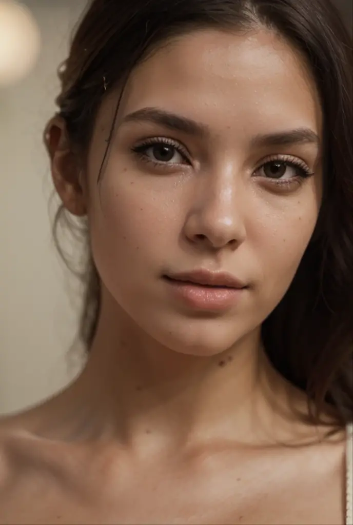 Lens: 85mm

Model: Woman, 24 years old, Brazilian

Setting: Studio

Description: I would like a high-quality headshot of a 24-year-old Colombian woman taken with an 85mm lens in a studio setting. The image should be crystal clear with flawless skin and eyes, showcasing a perfect and professional portrait.

Key Details:

    Lighting: Use soft, diffused lighting to highlight the facial features without creating harsh shadows. A fill light can be used to even out the skin tone.
    Expression: The model's expression should be natural and friendly, conveying a sense of confidence and well-being.
    Skin: The skin should be flawless, without any blemishes, imperfections, or signs of fatigue. Makeup should be subtle and professional, enhancing the model's natural beauty.
    Eyes: The eyes must be clear and vibrant, free of any redness or fatigue. Sharpness in the eyes is crucial to capture the model's expression and essence.
    Image Quality: The photo must be of the highest quality, with enough resolution to allow for enlargement without losing detail. There should be no noise or unwanted blur.