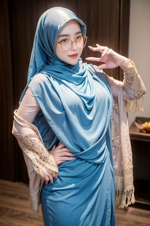 (((high detailed skin,visible pores))), dreamlike, (ulzzang-6500-v1.1:0.5),pureerosface_v1:0.2, face close-up, 1 girl, tall body, slim faces, body abs:1.2, Luna Maya, 30 years old, blushing, hijab ( the hijab covered the hair ), (8K, raw photo, highest quality, flying fragments: 1.2), (reality, realita: 1.4), sharp focus on something big, slim faces, medium breasts, shy smile, visible pores, cinematic lighting, bright light, eye beauty details, shiny and smooth skin, red lipstick, shiny skin, super dense skin, high resolution, complicated hijab, detailed style, detailed beauty face, very realistic, perfect body parts, perfect anatomy, 1 Japanese girl, famous Japanese idol, perfect female body, beautiful eyes, short eyelashes, double eyelids, look straight towards here, wearing white scrunchie, wearing a long dusty blue Malay gamis, walking, standing upright and facing me, so the whole body can be seen, autumn season, abaya clothes, looking straight at me, wearing a scarf, view of the flowers garden, brick road, focus look at me
