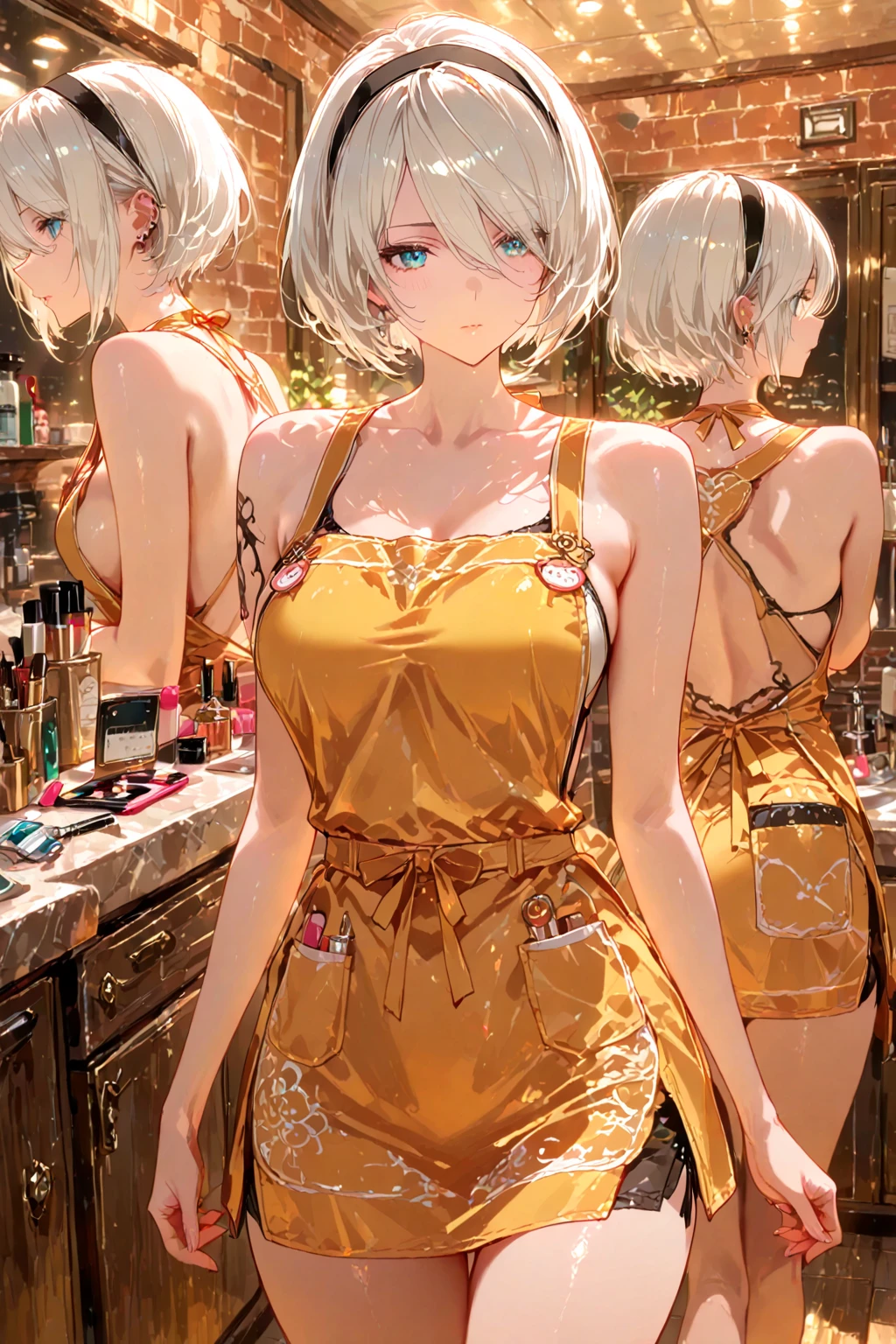 (masterpiece, best quality), best resolution, (ultra-detailed), (3heads:1.5), 1girl, (goutokuji mike1.3), masterpiece, best quality, ultra quality, ultra resolution, white top, crop top, ((stomach)), midriff, ((groin)), white skirt, normal ears, shackles, white hair, very long hair, wavy hair, sidelocks, orange eyes, detailed eyes, parted lips, single horn, sweat, cute, toned belly, hand on own chest, eyelashes, (23 year old woman:1.3), (masterpiece:1.5), (best quality:1.5), (beautiful detailed), extremely detailed CG, extremely delicate and beautiful, depth of field, (finely detailed face), (perfect details:1.2), (mature female:1.4), wide pelvis, slender, large veiny breast, 16k resolution, high quality, high definition, extremely detailed, masterpiece, white hair, long hair, alluring presence, braid, short skirt, close highres, up, big tits, young, multicolored hair, streaked hair, cat girl, cat tail,