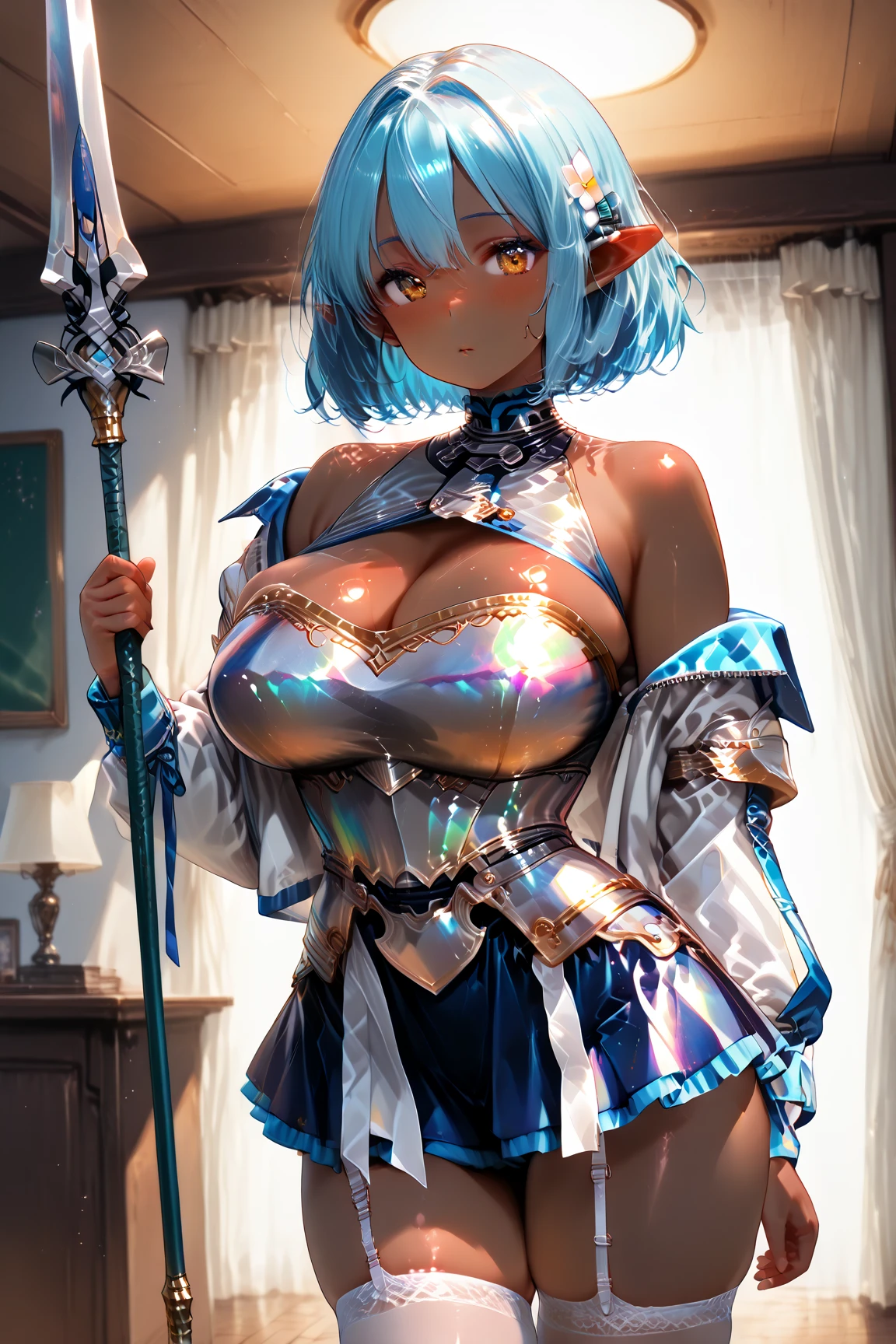 (photorealistic:1.8, highest quality:1.8,8K masterpiece:1.8,High resolution,muste piece:1.8,RAW Photos,cinematic lighting),No split screen,medieval fantasy、burning castle、
(1 Valkyrie:1.3)、((Completely naked、combat hair ornament、red leotard、bondage、choker、knee high tights、Nipple piercing、beautiful butt,beautiful thighs,plump nipples,Nipples are visible through the costume,cameltoe,slender abs:1.2),beautiful and detailed eyes:1.7,beautiful skin:1.8,
(Rei Ayanami)(character focus)、Stoic,
(short Hair:1.2,Beautiful shining blue lime hair:1.5))、
Fight monsters with an ice sword、critical hit