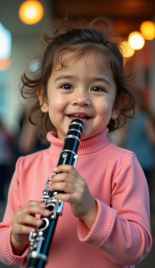 Girl in a band outfit who’s playing the flute and also having her little toy yorkie sitting on her lap. Make the girl and dog a cartoon