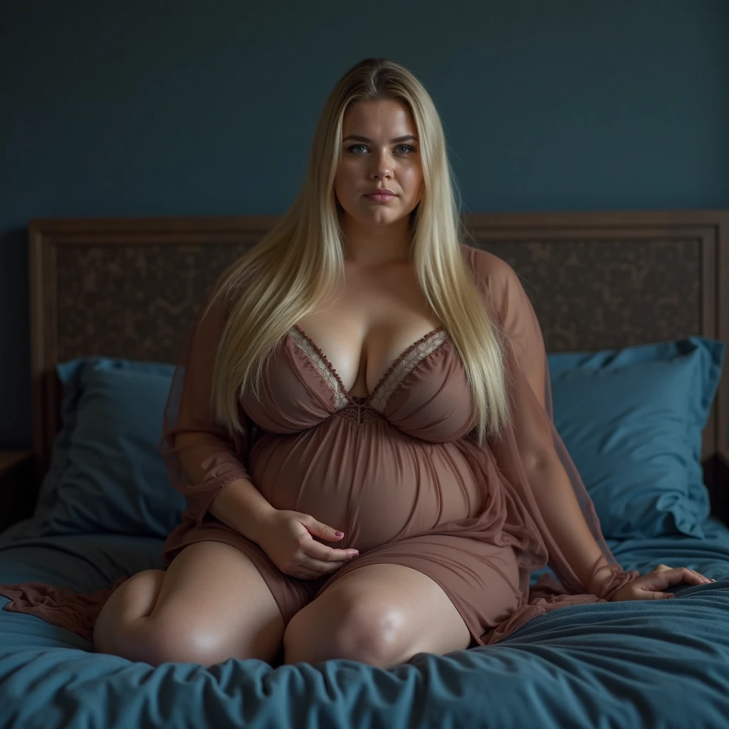 Blonde teenager is pregnant at 17 and has gigantic big breasts wearing a red bra that matches her breasts, Sitting in the park