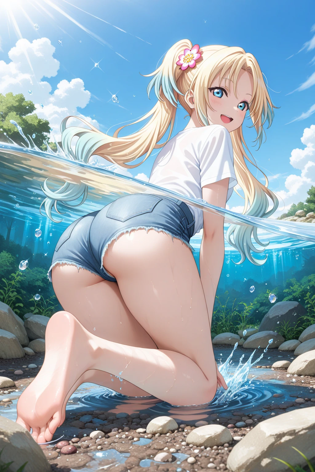 auw, ass up wait feet boat, , 1girl,  completely,opening her with her hands