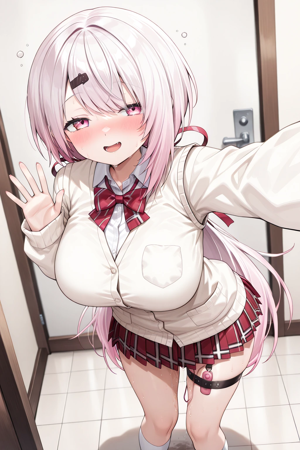 ((masterpiece, best quality)), high resolution,ultra detailed,8k,16k,detailed background, perfect lighting,detailed beautiful eyes,perfect pussy,clitoris,1girl,nsfw,embarrassed,blush,look at viewer,steam,sweat,show off pussy,show off nipple,aroused,saliva,(open mouth,oral,spread mouth:1.1),(evil smile:1.2),close up face,(from above:1.1), (pov:1.4),(front view:1.2),spoken heart,in heat,drool stringing,fisheye lens,stick tongue out,1boy,1penis,(hetero,penis in pussy,vaginal,sex:1.3), boy on top,face to face, open arms for viewer,spread legs,fair skin,small breast,pink long hair,ponytail,(tiny,slender,short body,9years old,short stature:1.3),haruurara,pale color,cherryflower-shaped pupils,classroom,