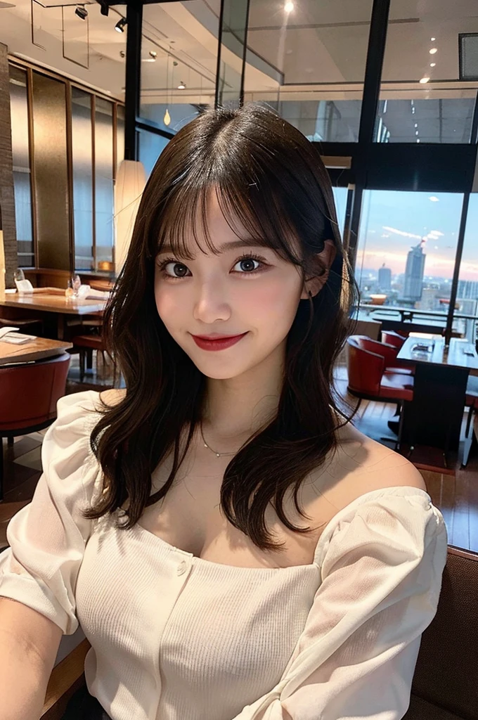 Tabletop, Highest quality, figure, Very detailed, In detail, High resolution, 8k wallpaper, Perfect dynamic composition, Beautiful attention to detail, Summer Dresses,Medium Hair, Big Breasts, Natural color lip, Random sexy poses,smile,Aoyama Cafe、20-year-old girl.masterpiece,Long Black Hair,coffee,Back view,I want to see it from behind