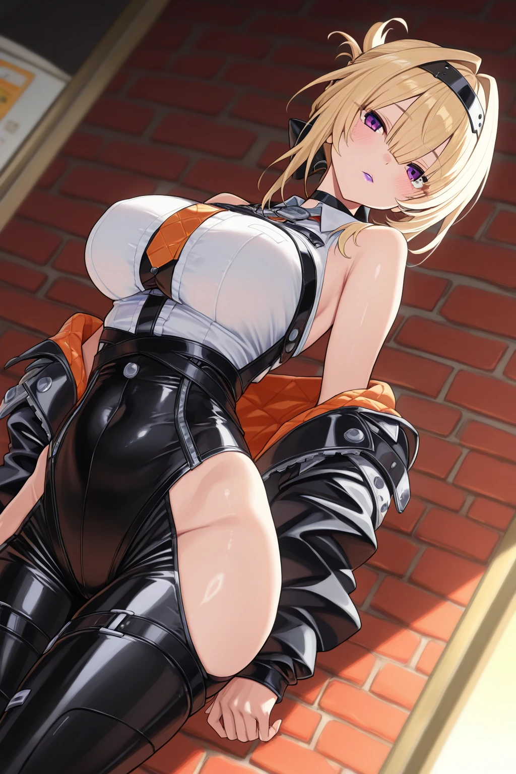 masterpiece, best quality, ultra high res, ultra-detailed, outside a parking, night, beautiful night city landscape, 1 girl, slut, rosalina, blonde hair, blue eyes, red gloss lipstick, black eyeliner, hairy pubic hair, gigantic tits, giant cleavage, soggy, open leather black jacket, no bra, red straight mini skirt, black fishnet tights, black boots, white high heels, horny, sexy, oily body, (rosalina is seating on a sport car spreading her legs wide open and her pussy exposed while squirting lots of love juice and having her hands behind her head and while having a very horny face and moaning with open mouth and her slutty tongue out dripping saliva: 1.6)