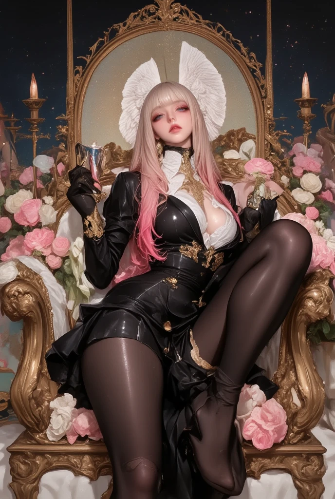 arafly dressed woman sitting on a chair with a clock in her hand, an album cover inspired by Shukei Sesson, tumblr, renaissance, charli xcx, fishnets and a long tartan skirt, sakimichan frank franzzeta, arian mark, e-girl, e - girl, portrait of jossi of blackpink, belle delphine