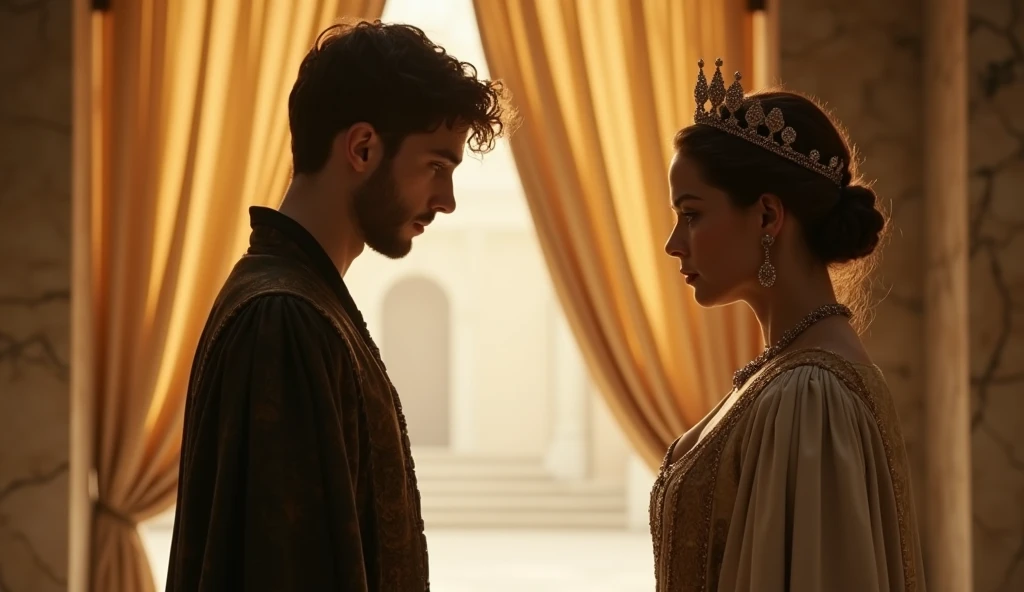 King Xerxes, intrigued by Esther's presence