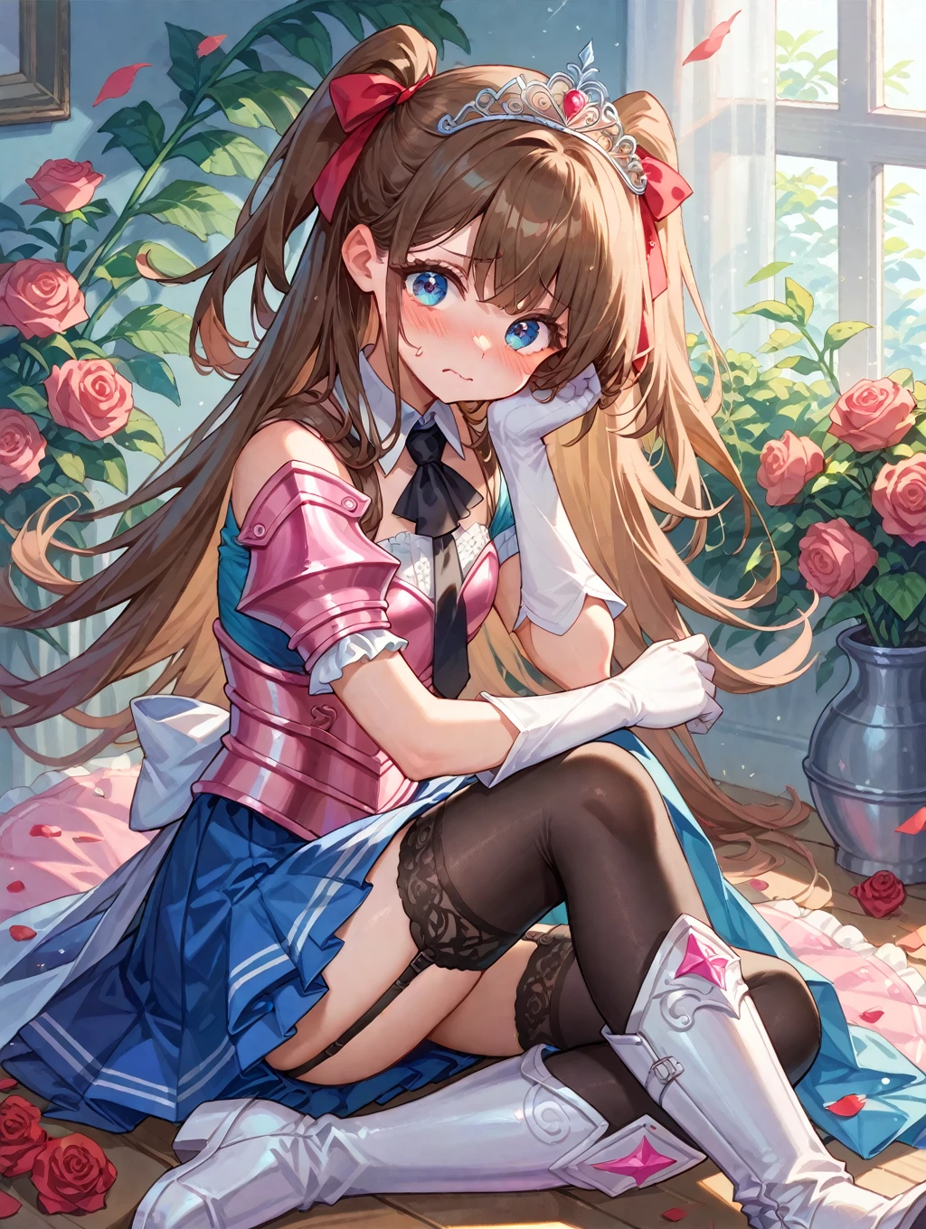Composition seen from the side、Light pink color、Standing cute、waist bending、Take a moment to reflect、kawaii pose、stick out buttocks、Not erotic、holding stuffed toy、Ballerina costume、Leaning on something、Put your arm on a stuffed animal、Cardcaptor Sakura