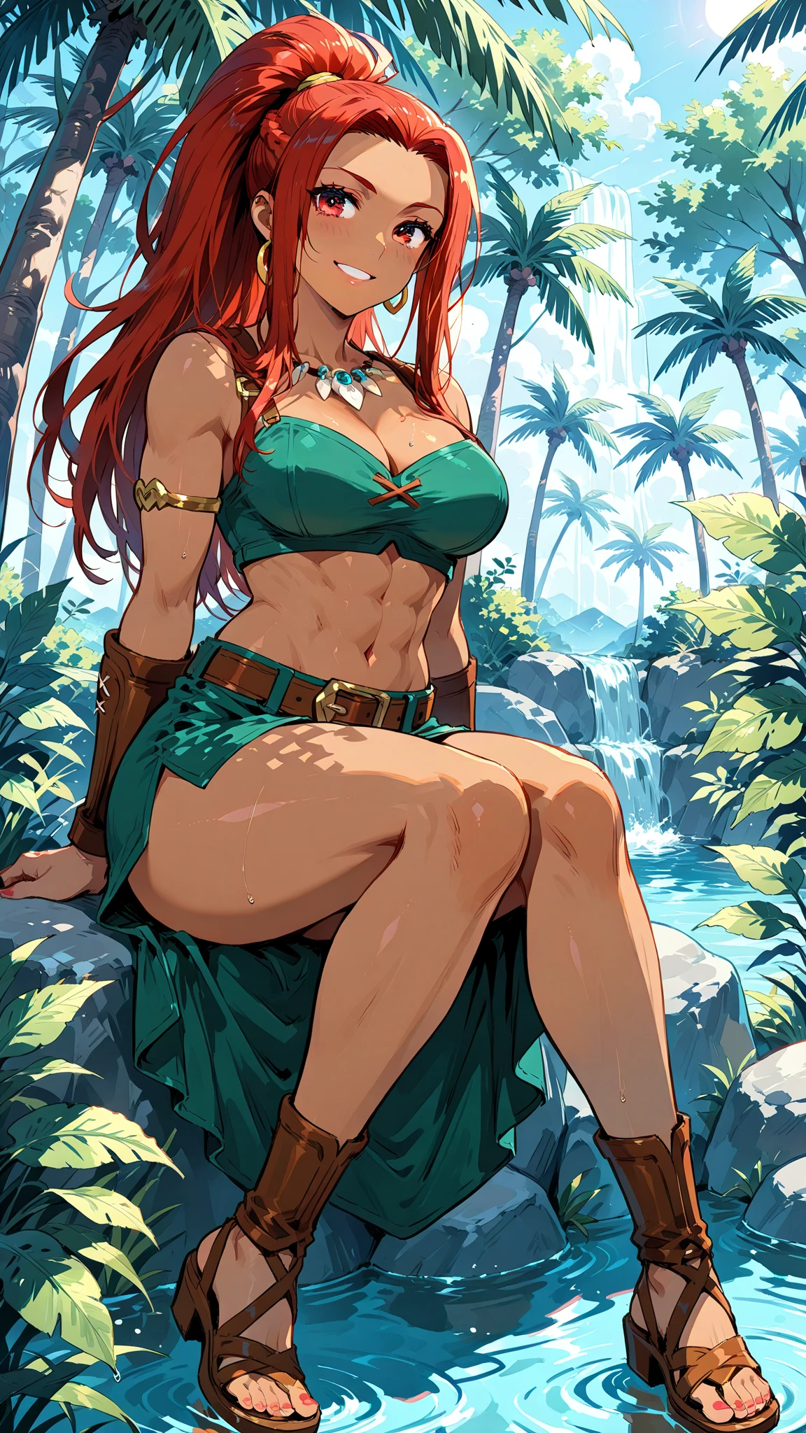 masterpiece, absurdres, uzumaki kushina\(naruto\), 1girl, solo,mature female, wearing indian saree, saree has black blouse, green saree, golden dupatta and golden pallu, looking at viewelling petals), perfect composition, detailed lips, big breast, beautiful face, body proportion, blush, (pink lips), long red hair, opened hair, blue-eyed, soft gaze, super realistic, detailed, photoshoot, realistic face and body, full body picture