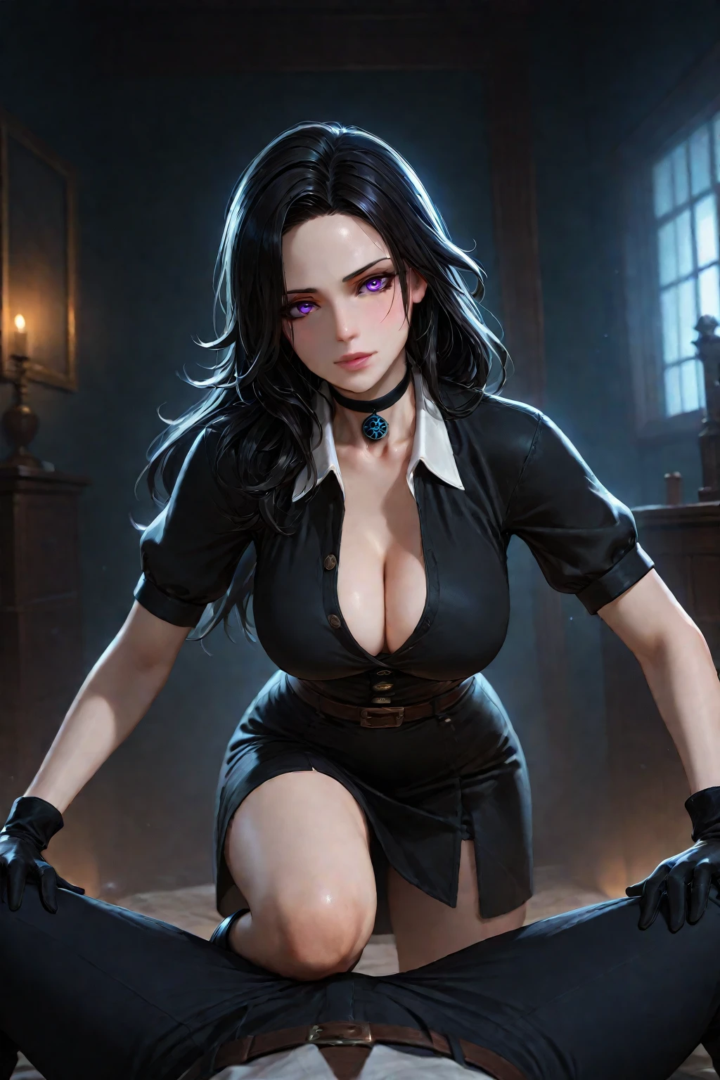 Hyper realistic super detailed sexy woman, Une fille confiante, NSFW (en anglais seulement), Very detailed, expressions faciales sexy, seductive facial expressions, [:(Face detail: 1.4): 0.4], 16K resolution, 4k resolution, dinamic lighting, High definition resolution, (sexy pose, Position attrayante), (hyper realistic: 1.4), (back light: 1.2), (Nuit: 1), (pleine hauteur: 1.8),(contrasting background: 1.5), (Anatomy of the hyperrealistic arm), (Hyperrealistic anatomy of the legs), (peau propre), (lighting cinematic: 1.7), (intime), (Technologie NVIDIA RTX Ray Tracing), (Anatomy of the hyperrealistic arm: 2), (Ventre plat parfait), (image couleur),Create a masterpiece in 4K resolution, ultra-realistic, and extremely detailed, featuring the enigmatic sorceress Yennefer from The Witcher series. Yennefer is the central character in the artwork, embodying her complex personality, magical prowess, and alluring presence.

Yennefer is depicted in one of her iconic moments, dressed in her signature attire. Her raven-black hair, elegantly styled, cascades down her back, and her violet eyes reveal her formidable magical abilities. Her outfit is both stylish and practical, reflecting her confident and refined character.

The setting is a scene from the world of The Witcher, whether it's a dark and mysterious forest, a medieval castle, or a magical laboratory. The lighting is atmospheric, emphasizing the magical elements of the scene and the depth of Yennefer's character.

Yennefer's expression is a mix of intelligence, determination, and allure, capturing the essence of her character. She may be casting a spell, engaged in a magical ritual, or simply exuding her enigmatic presence.