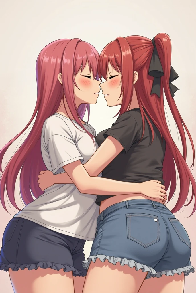 (Highest quality, High resolution), ((Two people)), ((makimacm44 gives sex to powercasual:1.4)), , (bukkake:1.4), futanari, sex, (Power, powercasual, cross-shaped pupils, blonde long hair, straight hair, red shirt, long sleeves, denim shorts), (makimacm44, ringed yellow eyes, red long hair, bangs, white shirt, sidelocks, black pants, braided ponytail, black necktie),nsfw