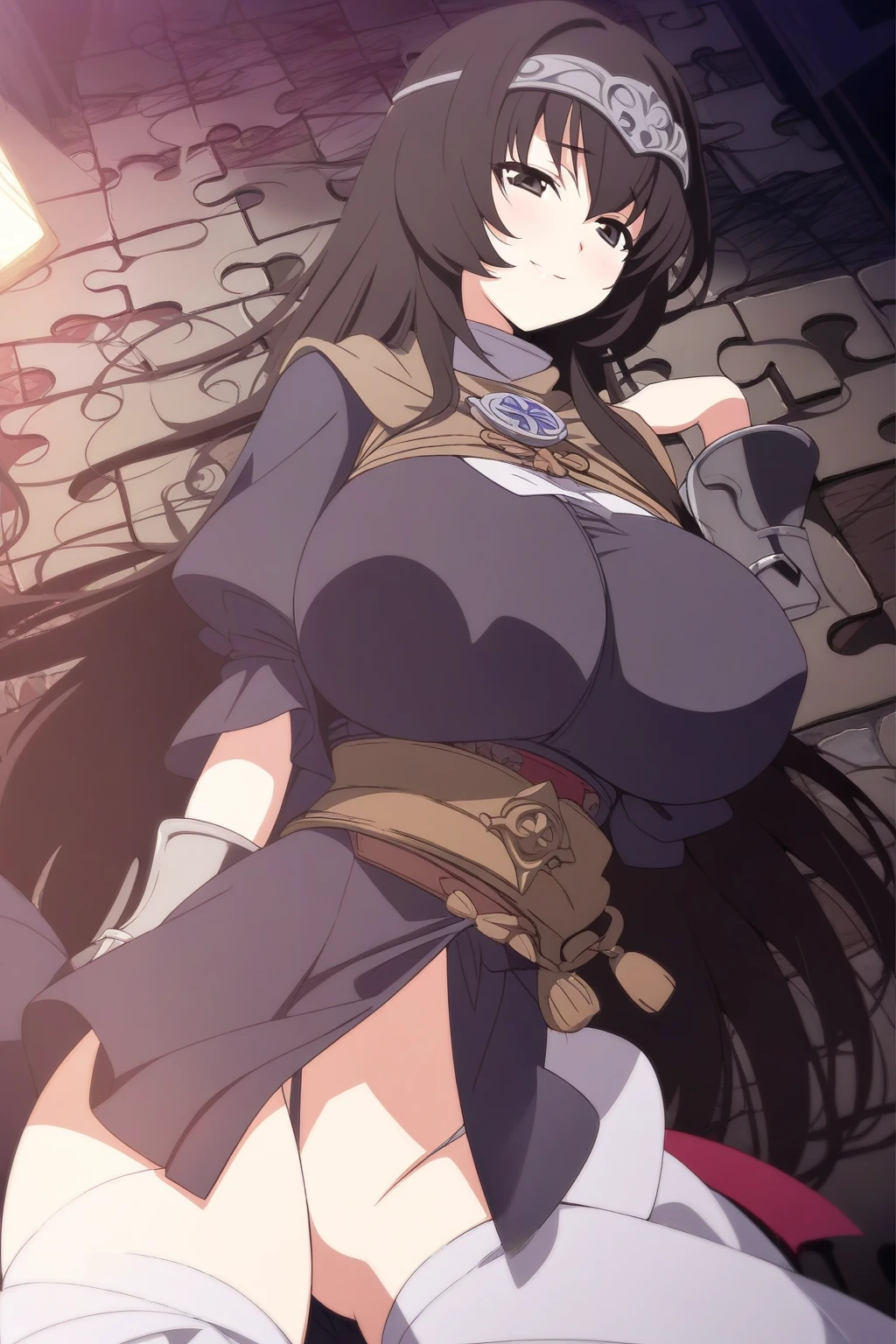 ((1 cyborg woman, curvaceous)),((giant breasts, lactating breasts)),((pussy dripping gray liquid)),((standing with two chains pulling arms up, legs together)),((brown hair very big, red eyes, crying)),a haunted forest, at night,