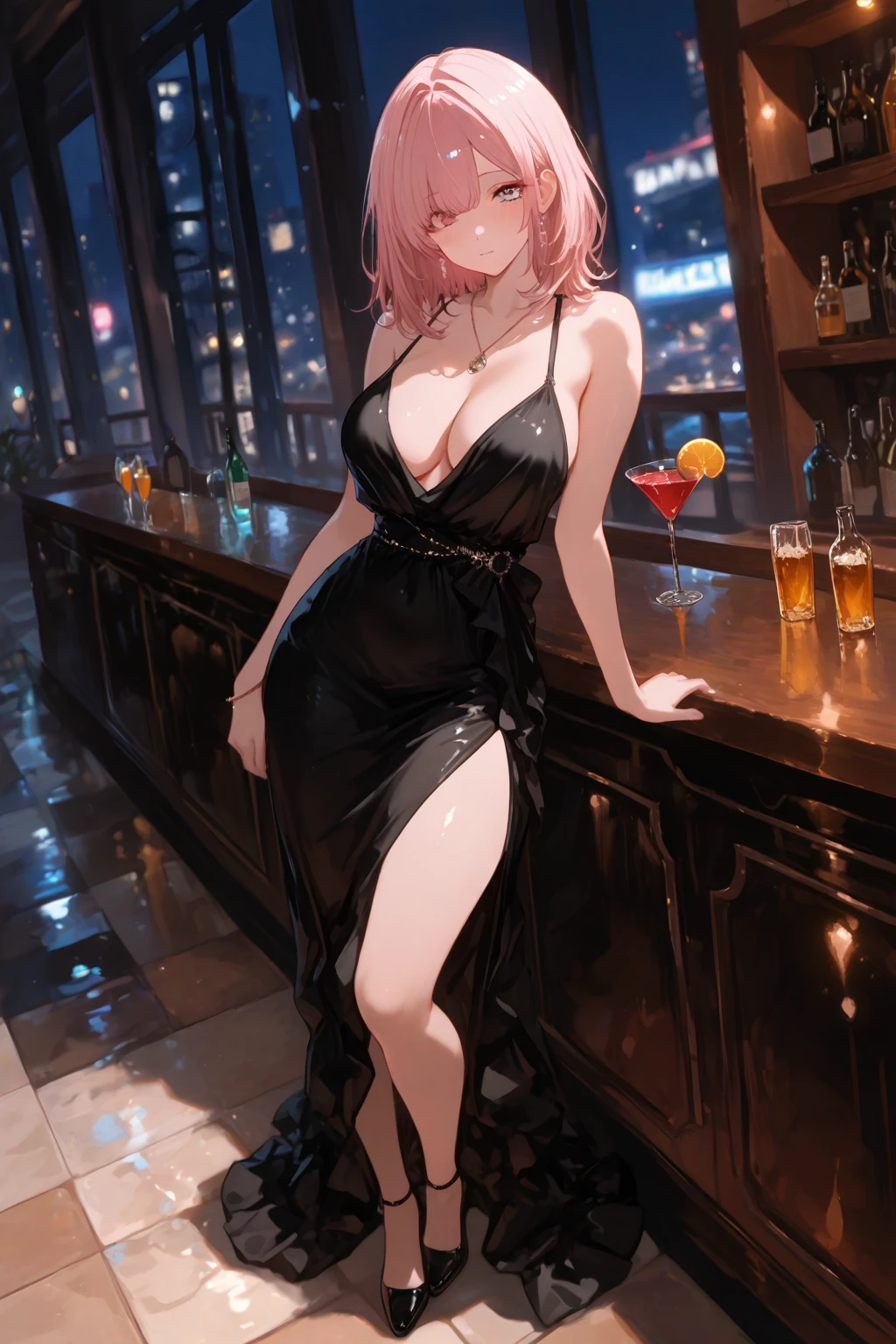 (5 Cute Girls:1.5)、Gal girl、(big cleavage、tight clothes、(Accurate human body、Detailed people、Correct five-finger、4K - ultra-vivid、highest quality, masterpiece, Ultra-high resolution, Detailed Background、The perfect background、
full shot, /red eyeliner/、/fluorescent pink glossy lipstick/)、long shot, Beautiful depiction、knowledgeable person、detailed background、earrings、clavicle、(((big breasts)))、((long full shot:1.8))、One Girl, slim, (kind, Goddess-like eyes) 、(happiness: 1.2), (Lip gloss, Long eyelashes, Gloss Face, (gyaru:1.3, gyaru makeup、hostess:1.3, nightclub girl:1.3, lounge girl:1.2), ((Big Breasts)), split long Velvet dress、Sequins、Red big sofa、Head to knee diagram、A soft smile、Open your mouth a little、Drink alcohol too、Drunk、Neon Light、((shadow:1.2, nightclub:1.5)