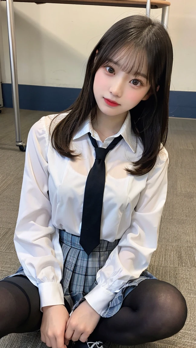 ((highest quality、In 8K、masterpiece:1.3, Photoreal:1.3,))。((looking at the viewer)), {{{White ribbed panties:1.2}}}, Japanese high school girl, 1 female, black haired, With bangs, ((socks, Narrow thighs, Crotch split leg)), girl&#39;s room、Short length school uniform jacket, plaid micro mini skirt、panties focus、baby face, With a round face, Highly detailed face and skin texture, detailed eye, detailed lips、Very detailed hair depiction, bob hair、Pueros face, natural makeup:1.0、
